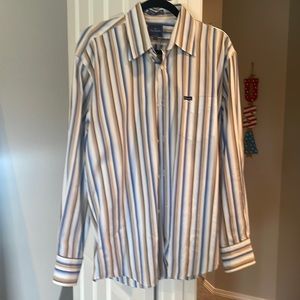 Faconnable men’s striped dress shirt, size large, like new.